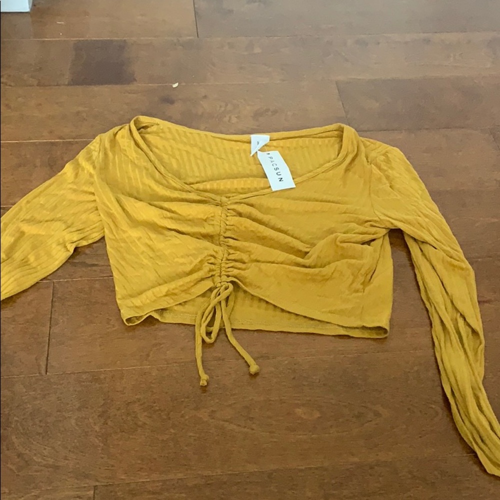 Mustard sweater crop top